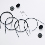 Black 360° Swivel Cables with silver connectors  KnitPro 35см