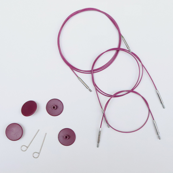 Purple 360° Swivel Cables with silver connectors KnitPro 76см